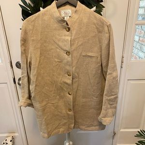Minimalist Button Down Linen Blazer Jacket Longline LS 8 M